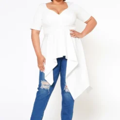 Plus Size Asymmetric Peplum Top