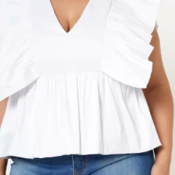 Plus Size Linen Ruffle Hem Blouse -Radiant Drape Sales 2022587 001 6