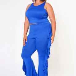Plus Size Racerback Top & Ruffle Trim Pants Set -Radiant Drape Sales 2022589 002 3