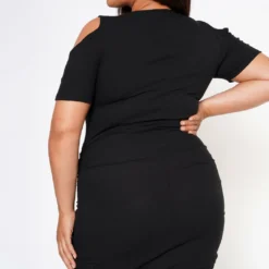 Plus Size Ribbed Knit Cold Shoulder Mini Dress -Radiant Drape Sales 2022591 001 2
