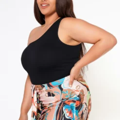 Plus Size Ribbed Knit One Sleeve Bodysuit -Radiant Drape Sales 2022592 001 2