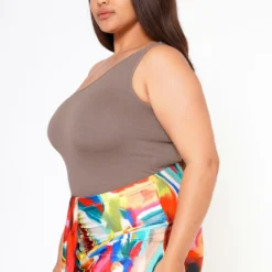 Plus Size Ribbed Knit One Sleeve Bodysuit -Radiant Drape Sales 2022592 002 2