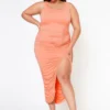Plus Size Top Trend Ruched Bodycon Midi Dress