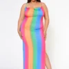 Plus Size Colorful Aura Cowl Neck Maxi Dress