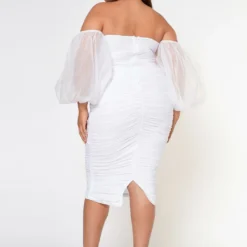 Plus Size Romantic Off Shoulder Ruched Midi Dress -Radiant Drape Sales 2022600 001 3