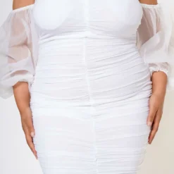 Plus Size Romantic Off Shoulder Ruched Midi Dress -Radiant Drape Sales 2022600 001 4