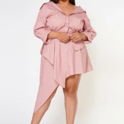Plus Size Fashion Statement Button Front Dress