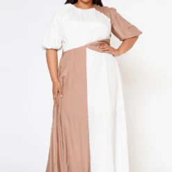 Plus Size Color Splice Fit & Flare Maxi Dress 8 Plus Size Color Splice Fit & Flare Maxi Dress -Radiant Drape Sales 2022602 001 1