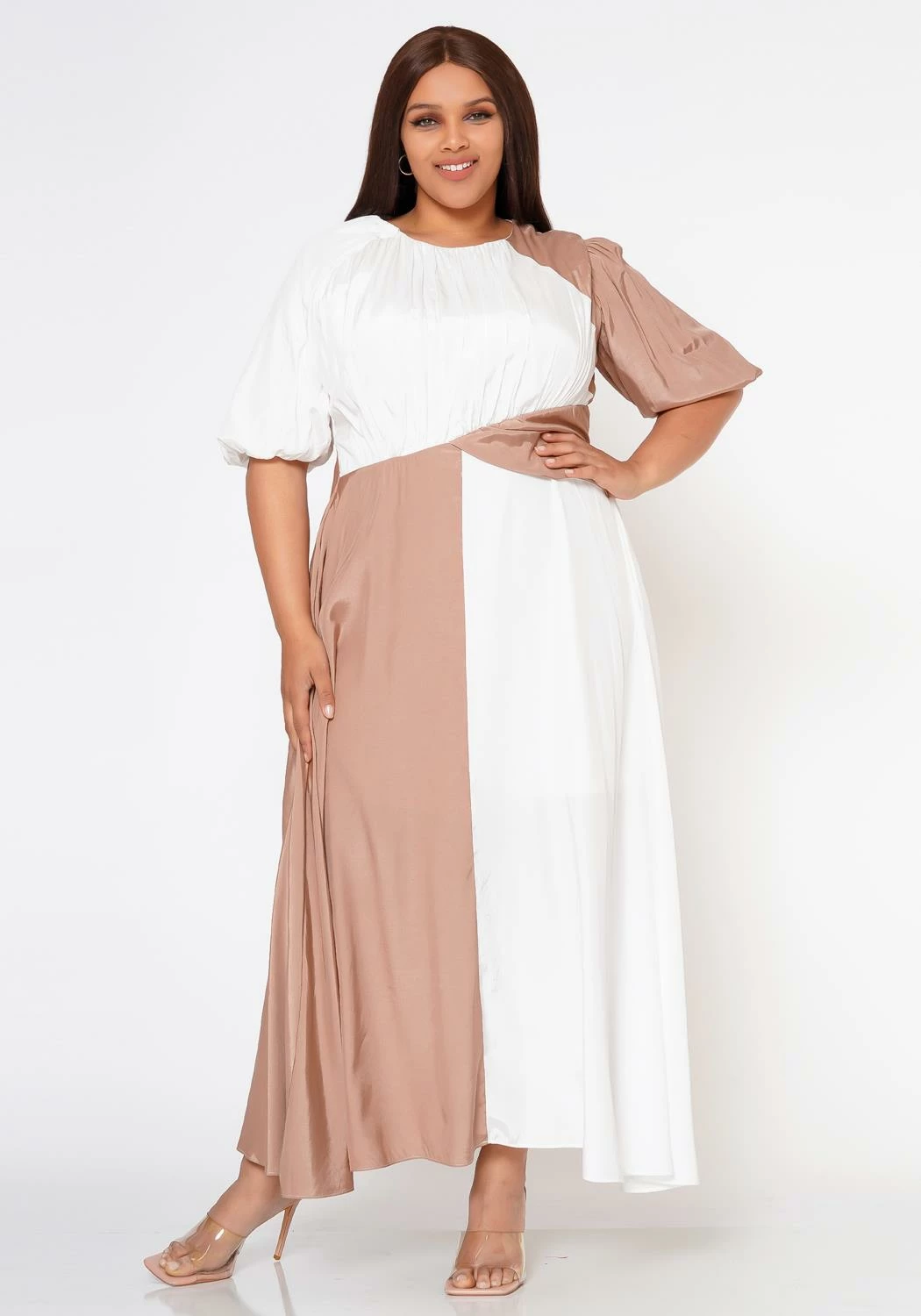 Plus Size Color Splice Fit & Flare Maxi Dress 3 Plus Size Color Splice Fit & Flare Maxi Dress - Image 3
