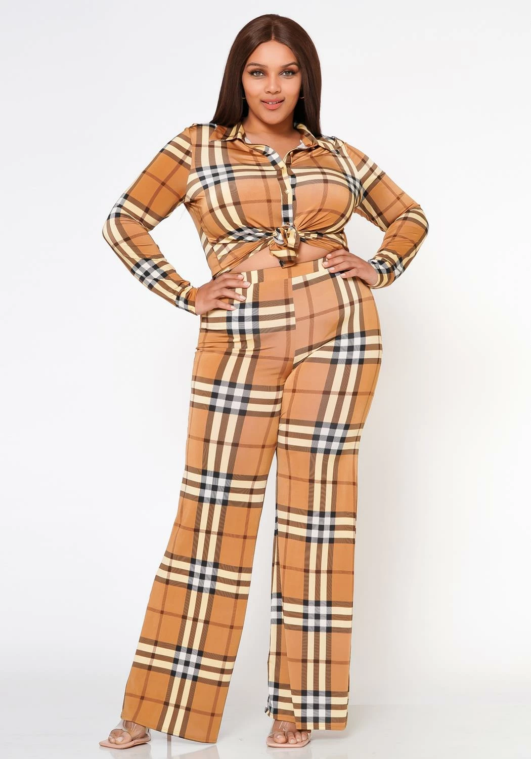 Plus Size Doing It All Plaid Pattern Coord Set 1 Plus Size Doing It All Plaid Pattern Coord Set