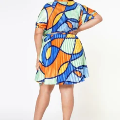 Plus Size Multi Pattern Pleated Fit & Flare Dress -Radiant Drape Sales 2022608 002 5