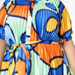 Plus Size Multi Pattern Pleated Fit & Flare Dress -Radiant Drape Sales 2022608 002 6