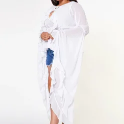 Plus Size Exaggerated Bell Sleeves Peplum Top -Radiant Drape Sales 2022609 001 2