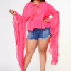 Plus Size Exaggerated Bell Sleeves Peplum Top