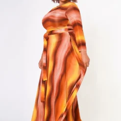 Plus Size Wave Pattern Fit & Flare Maxi Dress -Radiant Drape Sales 2022615 001 3