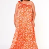 Plus Size One Shoulder Floral Print Maxi Dress