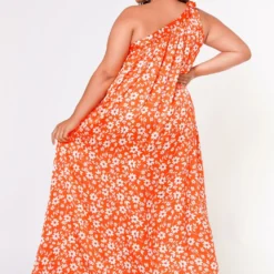 Plus Size One Shoulder Floral Print Maxi Dress -Radiant Drape Sales 2022618 001 4