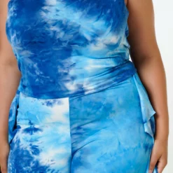 Plus Size Tie Dye Racerback Top & Ruffle Trim Pants Set -Radiant Drape Sales 2022620 001 5