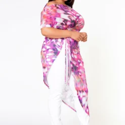 Plus Size Mesh Print Asymmetric Top -Radiant Drape Sales 2022621 001 3