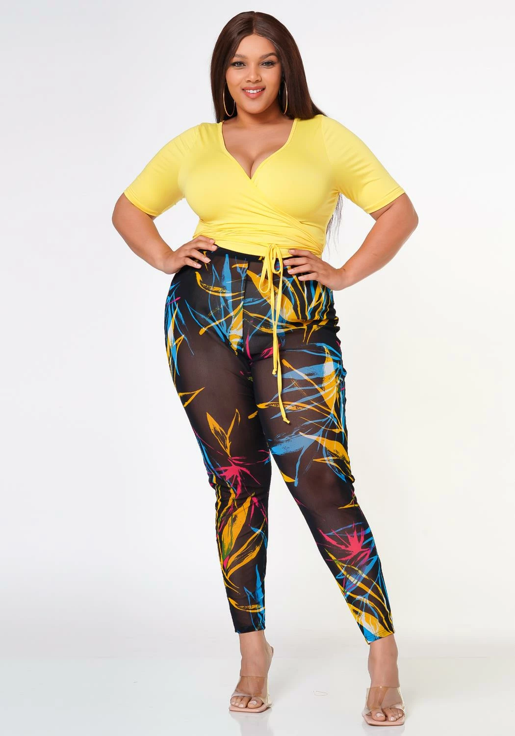 Plus Size Wrap Around Top & Leggings Set 1 Plus Size Wrap Around Top & Leggings Set