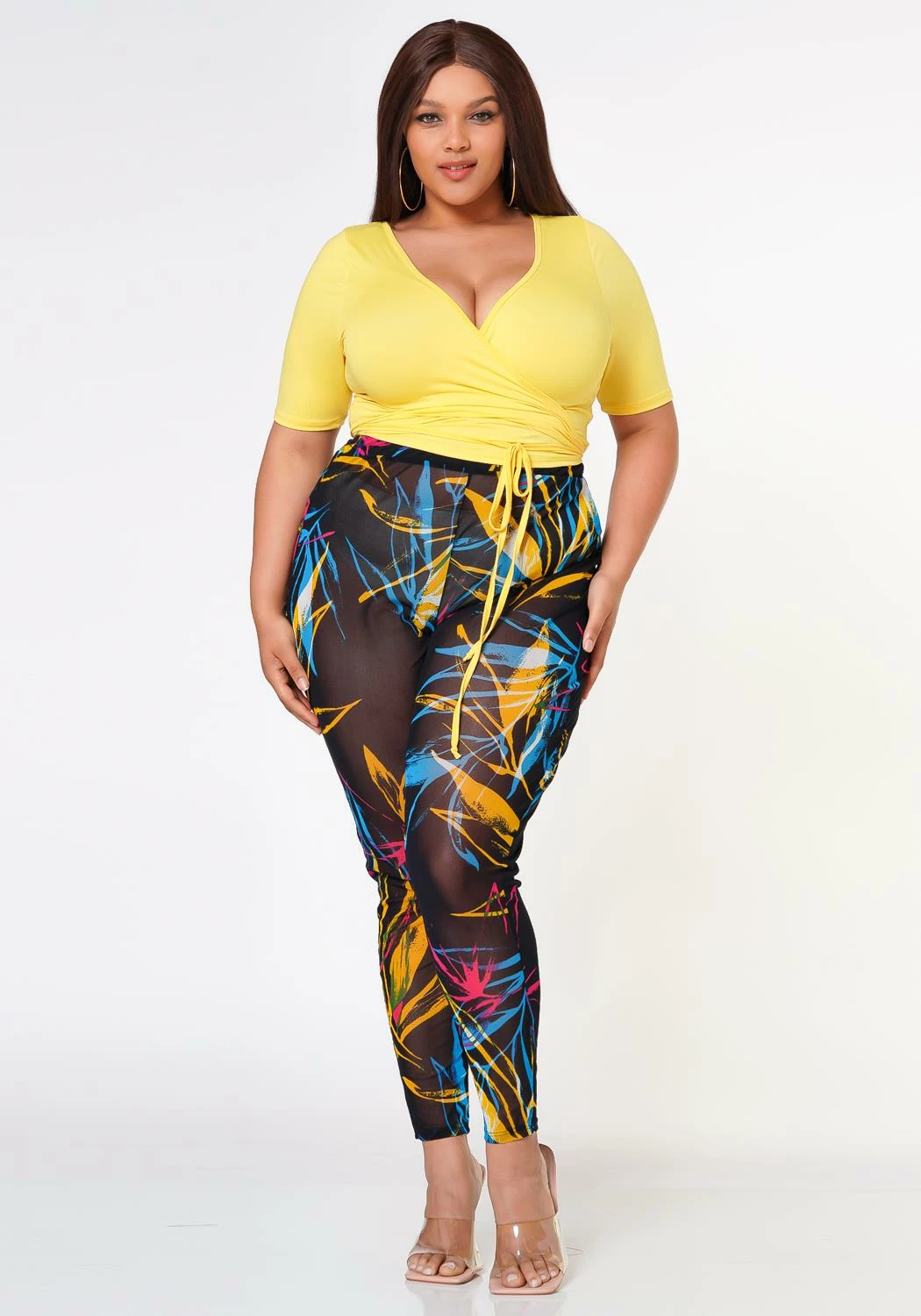 Plus Size Wrap Around Top & Leggings Set 2 Plus Size Wrap Around Top & Leggings Set - Image 2