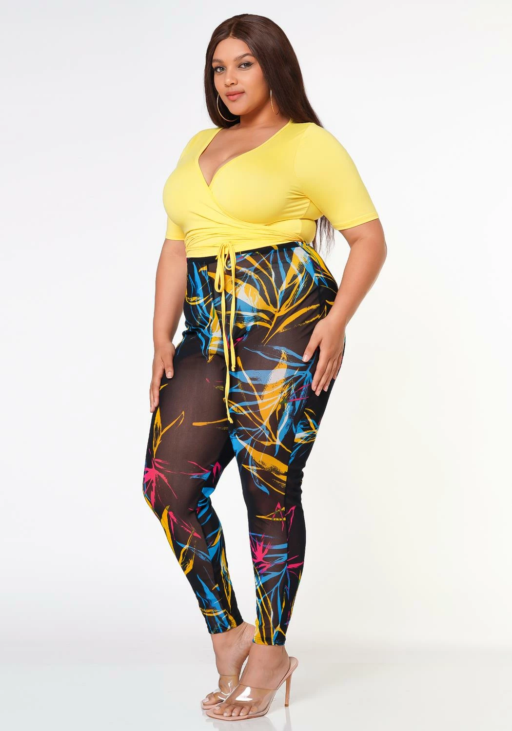 Plus Size Wrap Around Top & Leggings Set 3 Plus Size Wrap Around Top & Leggings Set - Image 3