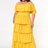 Plus Size Tiered Ruffle Top And Skirt Set
