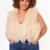 Plus Size Ruffle Tulle Sleeveless Bodysuit