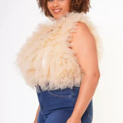 Plus Size Ruffle Tulle Sleeveless Bodysuit 8 Plus Size Ruffle Tulle Sleeveless Bodysuit -Radiant Drape Sales 2022624 002 3