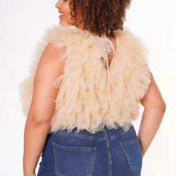 Plus Size Ruffle Tulle Sleeveless Bodysuit 10 Plus Size Ruffle Tulle Sleeveless Bodysuit -Radiant Drape Sales 2022624 002 5