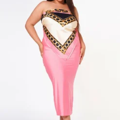 Plus Size Bandeau Scarf Top & Bodycon Maxi Skirt Set