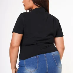 Plus Size Collar Neck Button Front Fitted Top -Radiant Drape Sales 2022631 001 3