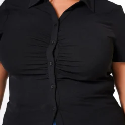 Plus Size Collar Neck Button Front Fitted Top -Radiant Drape Sales 2022631 001 4