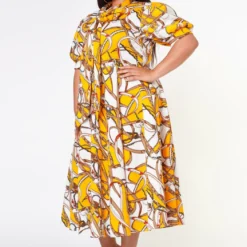 Plus Size Multi Print Bow Collar Flare Dress -Radiant Drape Sales 2022632 001 3