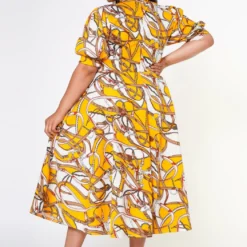 Plus Size Multi Print Bow Collar Flare Dress -Radiant Drape Sales 2022632 001 4