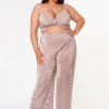 Plus Size Pleated Twist Hem Cami Top & Flare Pants Set