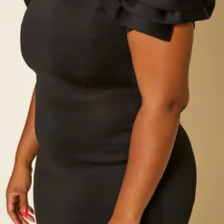 Plus Size Ruffle Flower Shoulder Midi Dress -Radiant Drape Sales 2022638 001 4