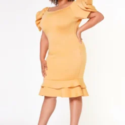 Plus Size Ruffle Flower Shoulder Midi Dress -Radiant Drape Sales 2022638 003 4