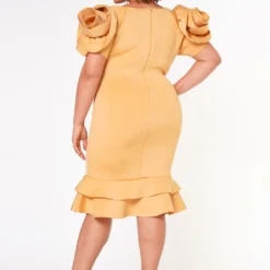 Plus Size Ruffle Flower Shoulder Midi Dress -Radiant Drape Sales 2022638 003 5
