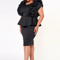 Plus Size Ruffle Peplum Midi Dress -Radiant Drape Sales 2022642 001 3
