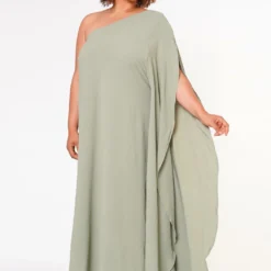 Plus Size One Shoulder Maxi Flare Dress