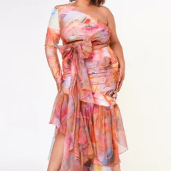 Plus Size Multi Print Ruffled Flare Maxi Skirt -Radiant Drape Sales 2022646 001 2
