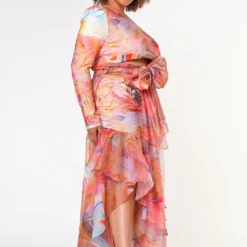 Plus Size Multi Print Ruffled Flare Maxi Skirt -Radiant Drape Sales 2022646 001 4
