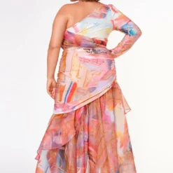 Plus Size Multi Print Ruffled Flare Maxi Skirt -Radiant Drape Sales 2022646 001 5