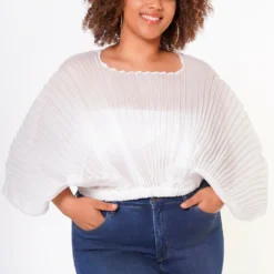 Plus Size Pleated Dolman Sleeve Top