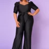 Plus Size Sweetheart Neck Satin Jumpsuit