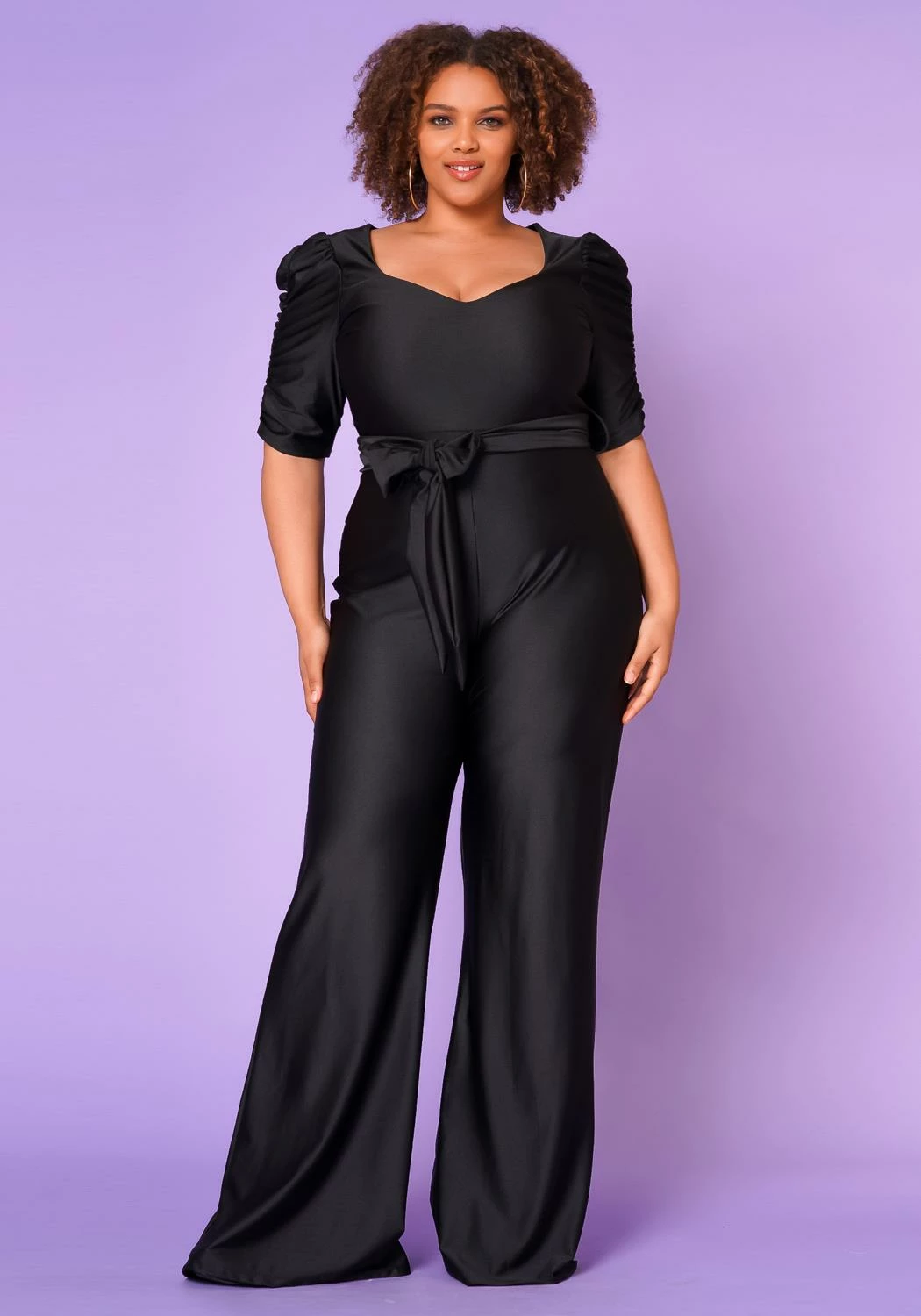 Plus Size Sweetheart Neck Satin Jumpsuit 2 Plus Size Sweetheart Neck Satin Jumpsuit - Image 2