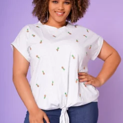 Plus Size Summer Shoulder Tee