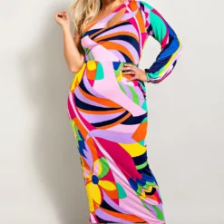 Plus Size One Shoulder Cut Out Dress