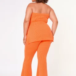 Plus Size Tube Top & Flare Leggings Ribbed Knit Set -Radiant Drape Sales 2022658 002 4